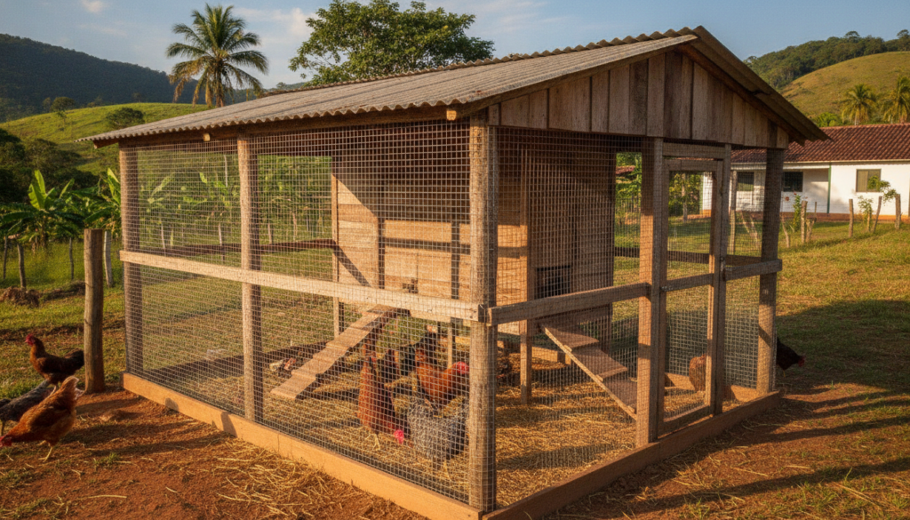 Tela para galinheiro em fazenda no Brasil